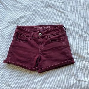 maroon medium rise shorts